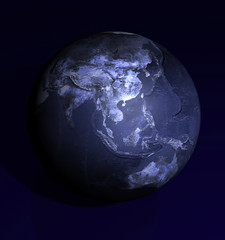 Dark Blue Globe China view