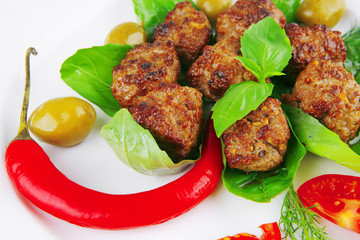 meatballs and vegetables