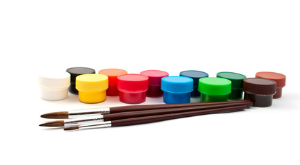 gouache with brushes