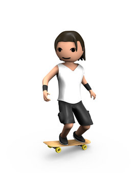 Modern 3D Man Performing on Skateboard