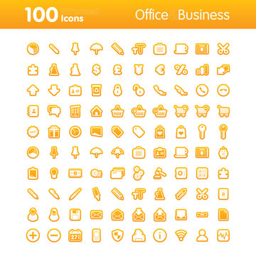 100 Strocked Icons - Office and Business Set