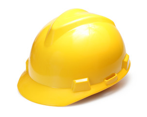 Yellow hard hat isolated on white