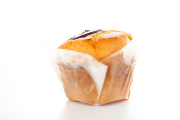 homemade muffin filled with chocolate