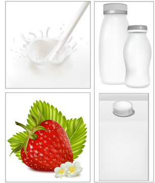 Vector. Elements for design of packing milk dairy.