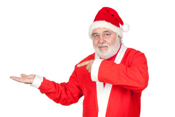 Santa Claus pointing to the outstretched palm of your hand