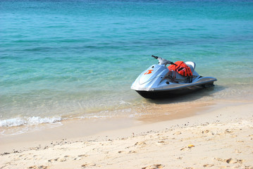 Jet ski on the beach.