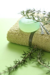 Herb soap and towel
