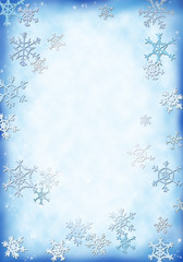 Sfondo blu con fiocchi di neve