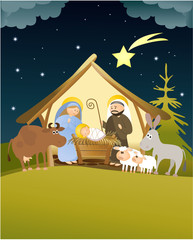 Naklejka premium Christmas nativity scene with Holy Family