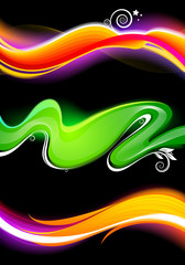 Colorful abstract vector waves on a dark background
