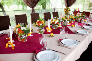 Wedding flowers - tables set for wedding