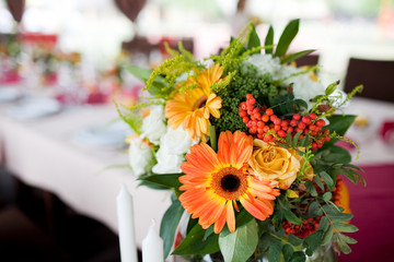 Wedding flowers - tables set for wedding