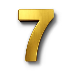 The number 7 in gold - obrazy, fototapety, plakaty