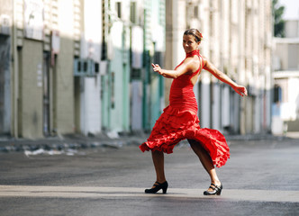 Flamenco Dancer red dress move - 25853748