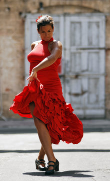 Red Dress Flamenco Dancer
