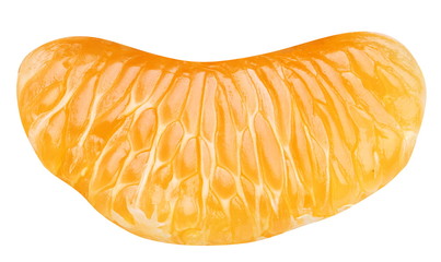Slice of tangerine on white background