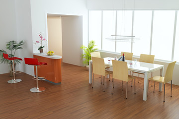 3d render modern dining room