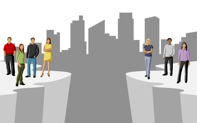 Obraz premium business people separated by abyss