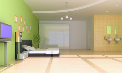 3d render modern bedroom