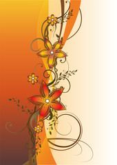 Blumen, Blüten, background, floral, filigran, orange, gelb