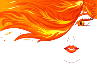 Woman face with fire hair