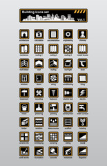 Vector building and reconstruction icons set