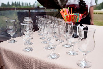 Empty wineglasses on the table