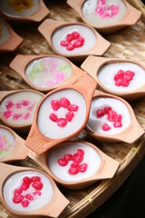 Traditional Thai Dessert  in boat bowl