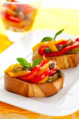 Bruschetta with bell pepper salad