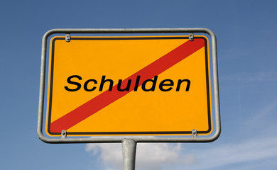 Verkehrsschild Schulden