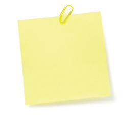 Yellow To-Do List Sticky Note And Paperclip, Isolated