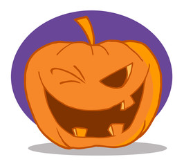 Halloween Pumpkin Character Winking