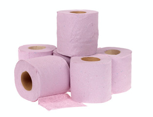 Roll of the pink toilet paper