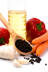 vegetables and oil  closeup