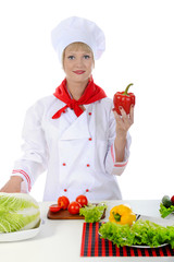 handsome chef with Pepper in hand.