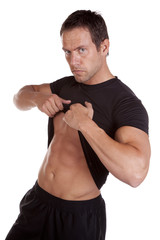 Man showing abs