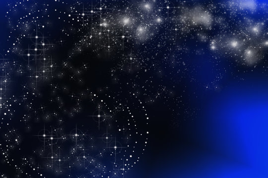 Abstract blue background with stars and copy spece