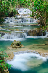 Deep forest Waterfall in Kanchanaburi, Thailand
