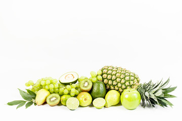 fresh green fruits isolated on white background