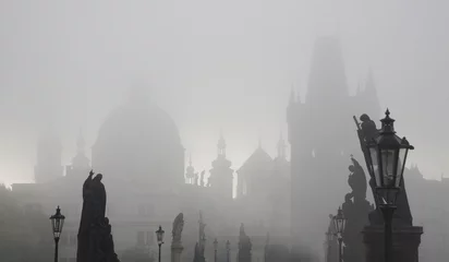 Keuken foto achterwand Karelsbrug Prague - Charles bridge in morning fog