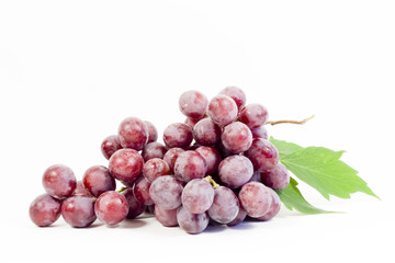 branch of red grape isolated on white background