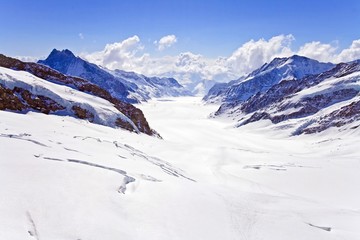 Fototapeta na wymiar Great Aletsch Glacier Jungfrau region,Swiss Alps at Switzerland.
