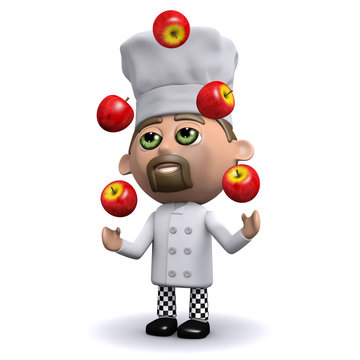 3d Chef juggles his tasks