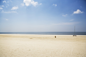 Empty Beach & Catamaran, July, Gulf Coast