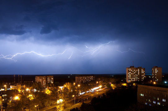Lightning at night in Kharkov