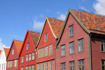 Wandcirkels tuinposter Bergen - Bryggen street historic houses © Tupungato