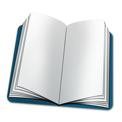 Open book with blank pages isolated on white background