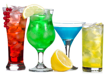 alcohol cocktails with fruits and berries