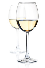 Two white wine glasses