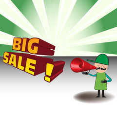 Man announcing a big sale